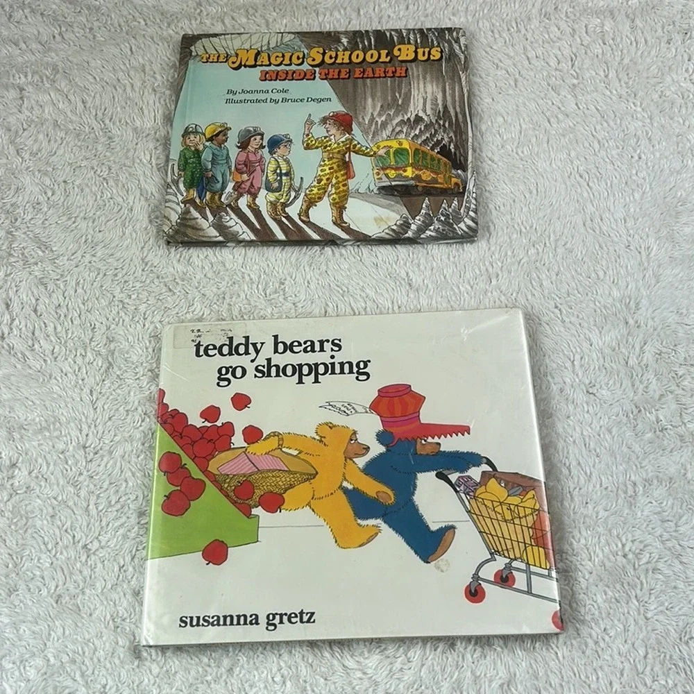 Vintage 80s Book Bundle Teddy Bears Go Shopping A Worms Tale Magic Schoolbus